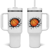 Funny Basketball Bursting Through Wall Tumbler With Handle Sports Fan Gift