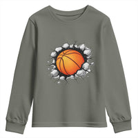 Funny Basketball Bursting Through Wall Youth Sweatshirt Sports Fan Gift