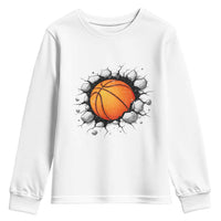 Funny Basketball Bursting Through Wall Youth Sweatshirt Sports Fan Gift