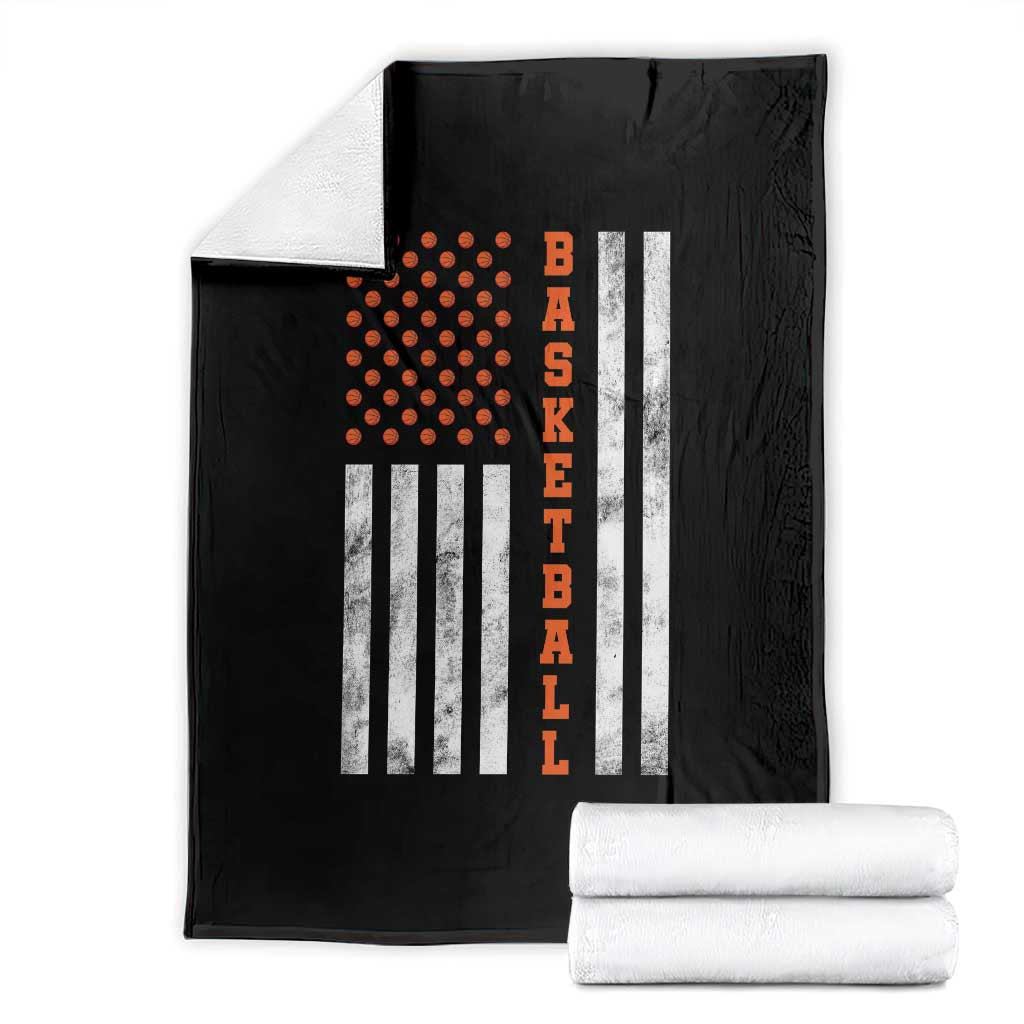 American Flag Basketball Throw Blanket USA Sports Fan