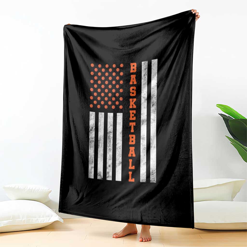 American Flag Basketball Throw Blanket USA Sports Fan