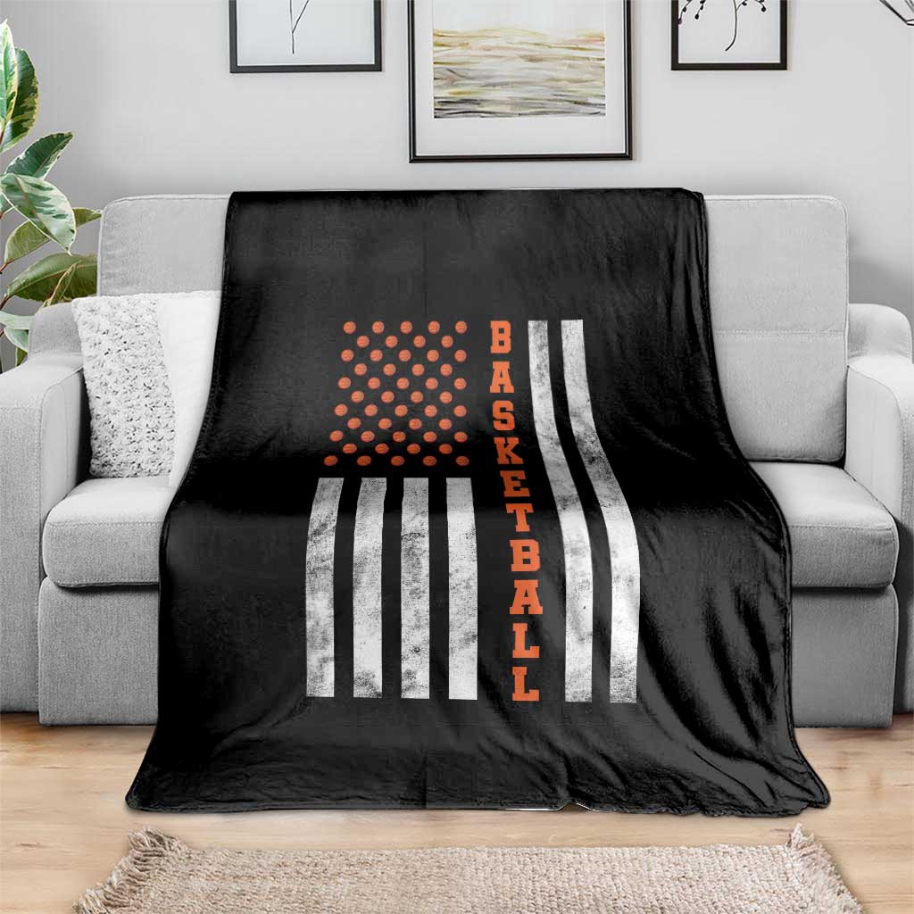 American Flag Basketball Throw Blanket USA Sports Fan