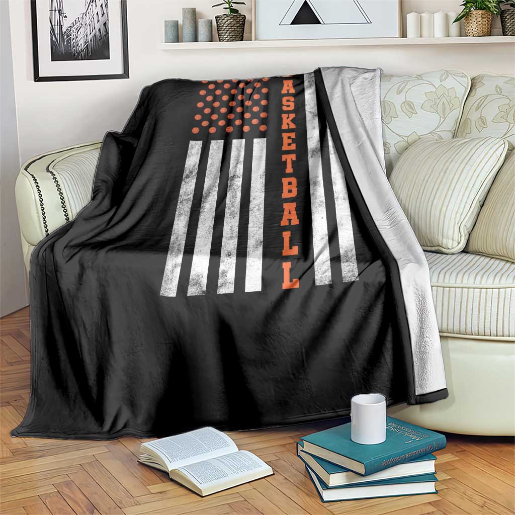 American Flag Basketball Throw Blanket USA Sports Fan