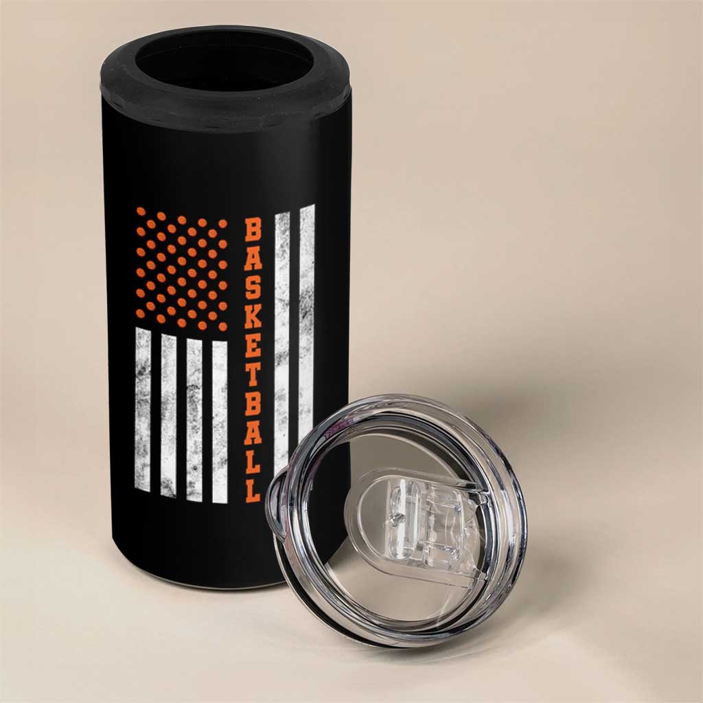 American Flag Basketball 4 in 1 Can Cooler Tumbler USA Sports Fan