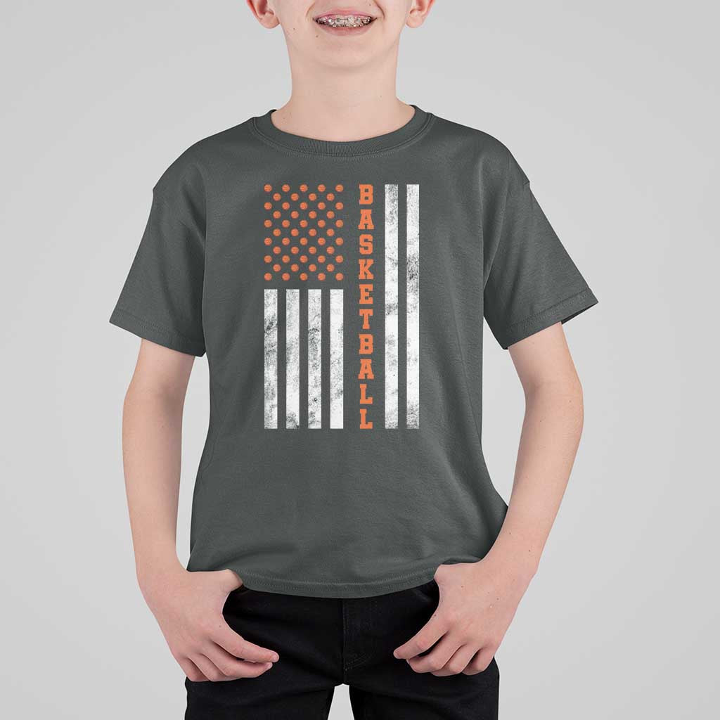 American Flag Basketball T Shirt For Kid USA Sports Fan