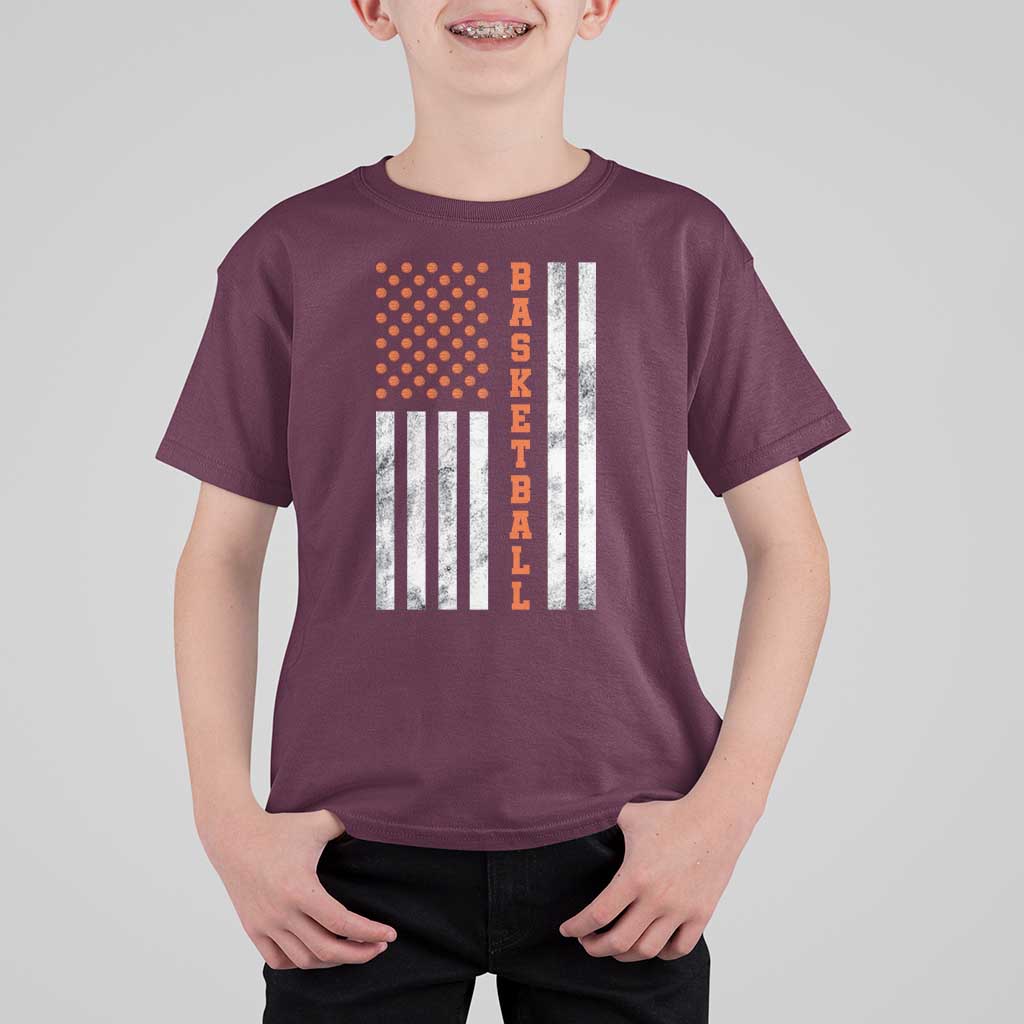 American Flag Basketball T Shirt For Kid USA Sports Fan