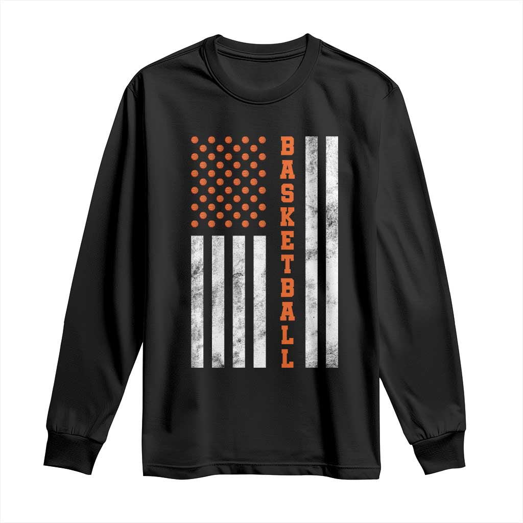American Flag Basketball Long Sleeve Shirt USA Sports Fan