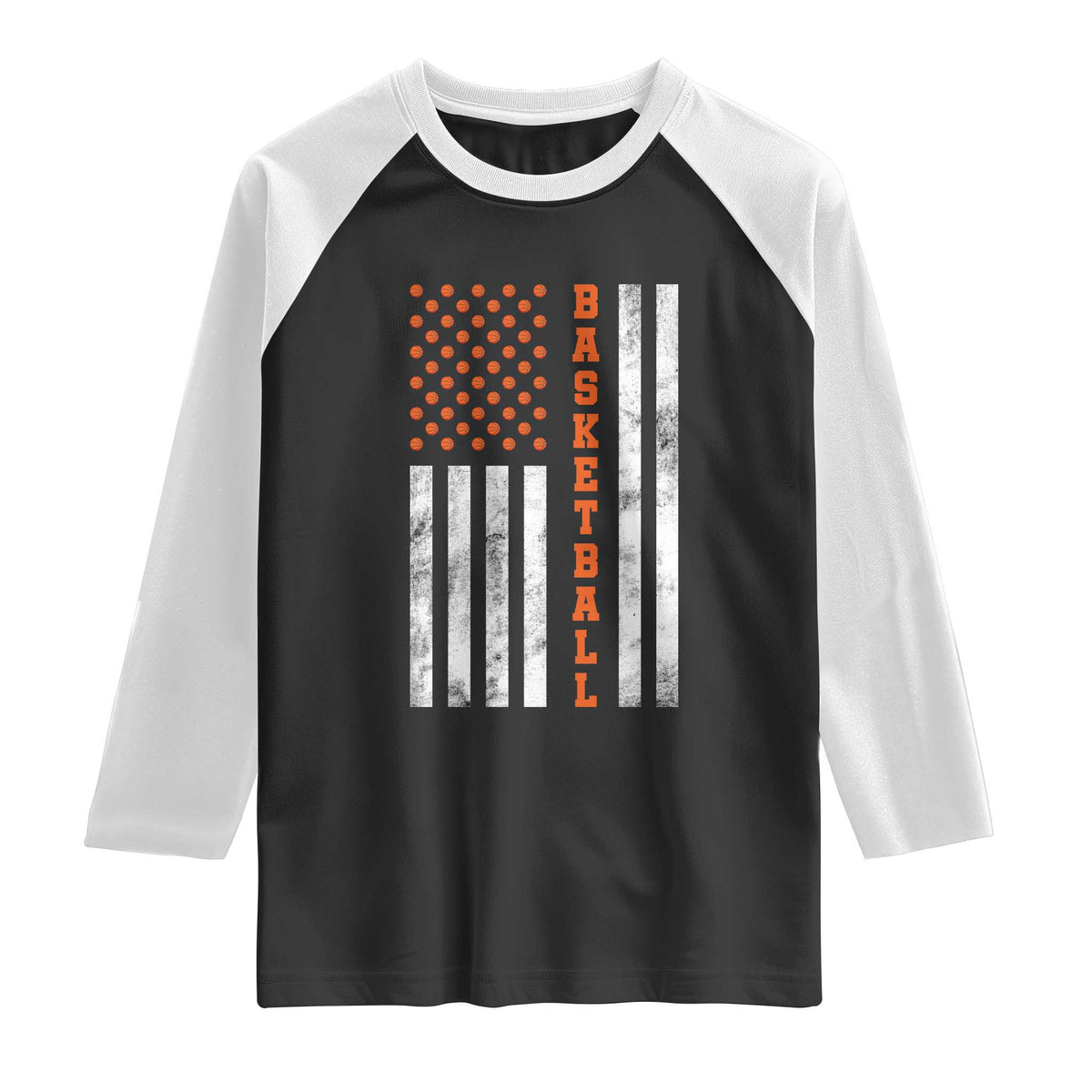 American Flag Basketball Raglan Shirt USA Sports Fan