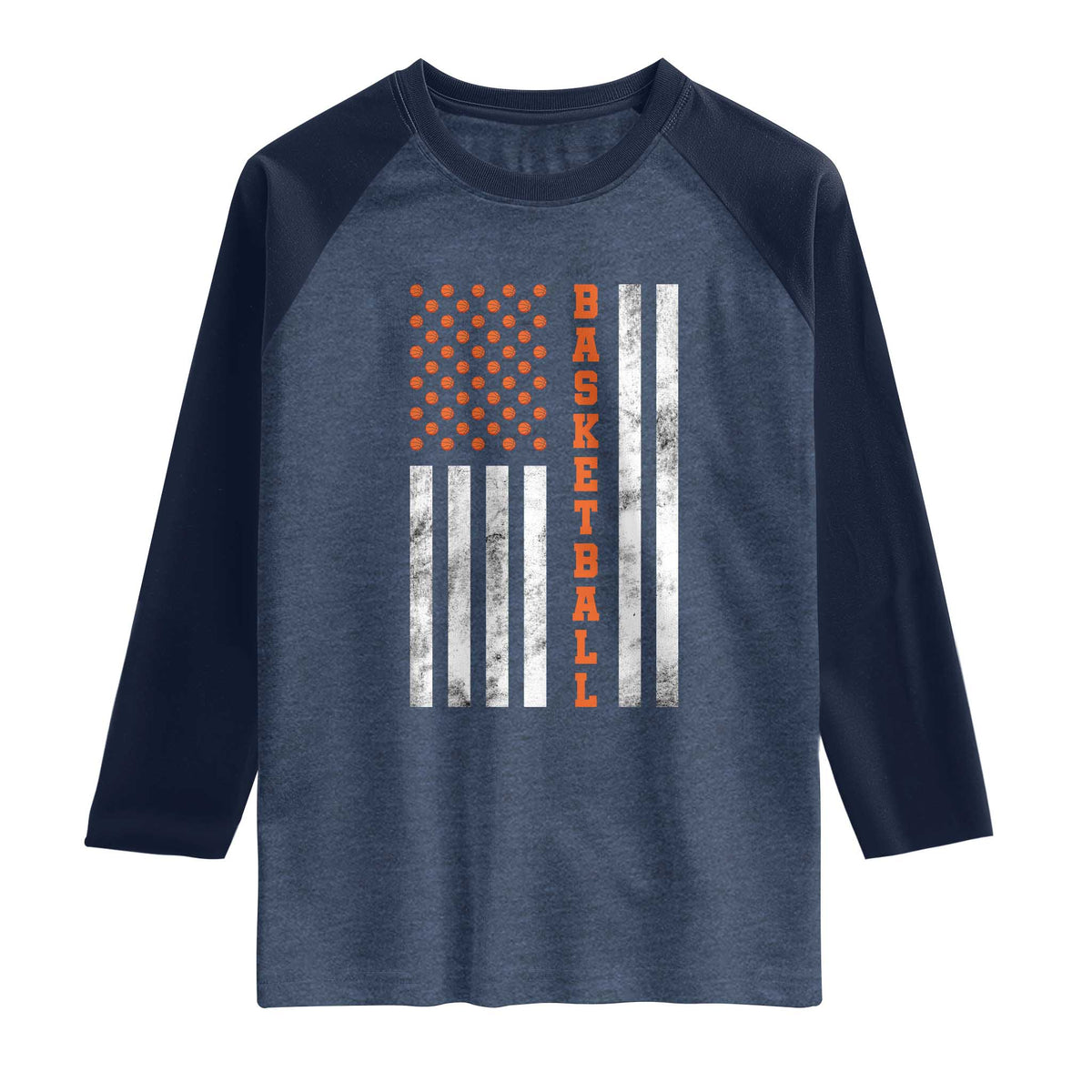 American Flag Basketball Raglan Shirt USA Sports Fan