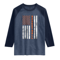 American Flag Basketball Raglan Shirt USA Sports Fan