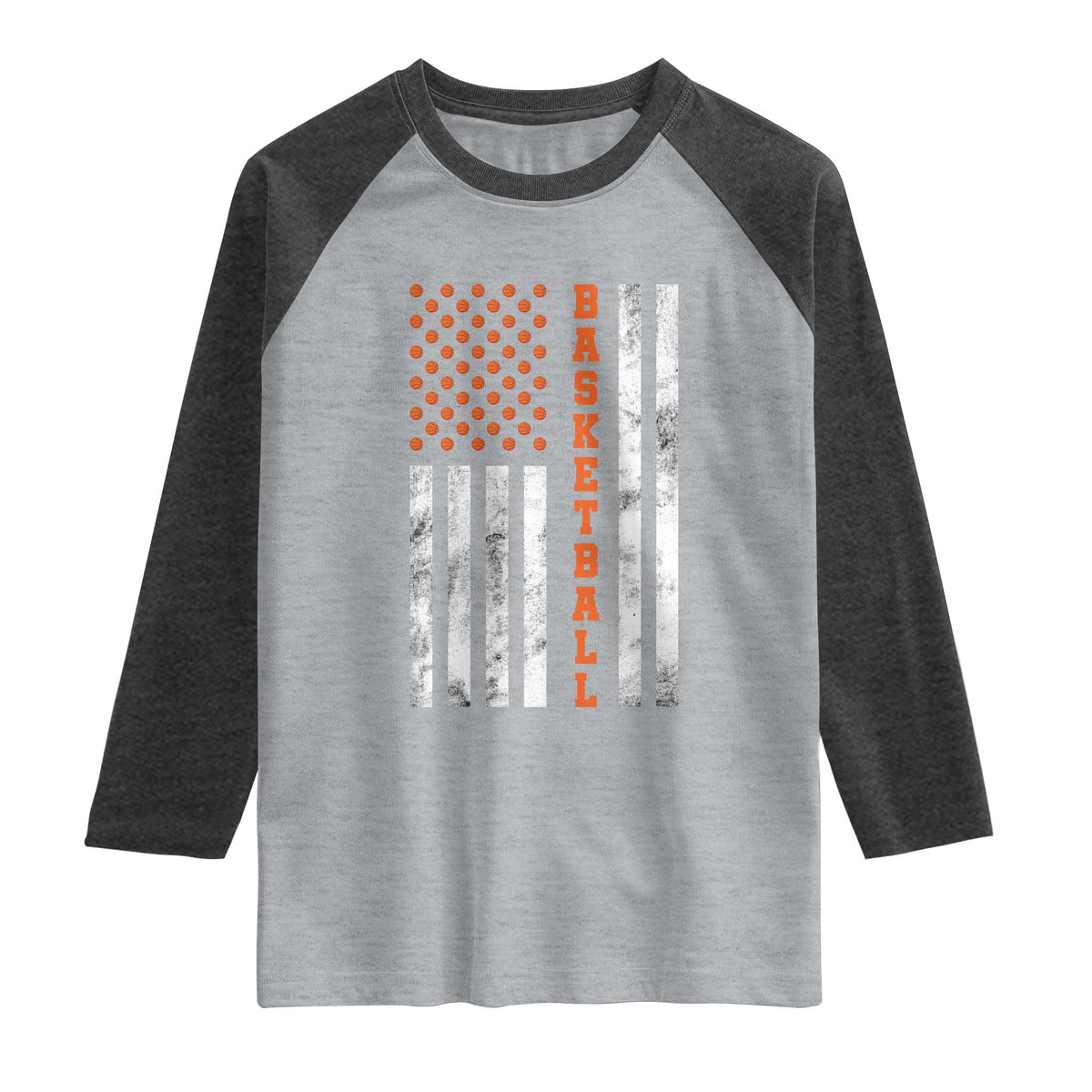 American Flag Basketball Raglan Shirt USA Sports Fan
