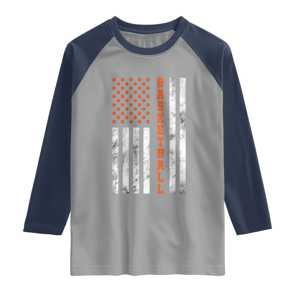 American Flag Basketball Raglan Shirt USA Sports Fan
