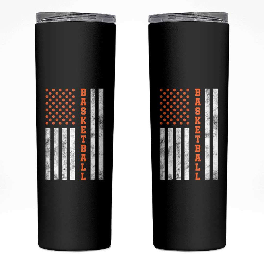 American Flag Basketball Skinny Tumbler USA Sports Fan