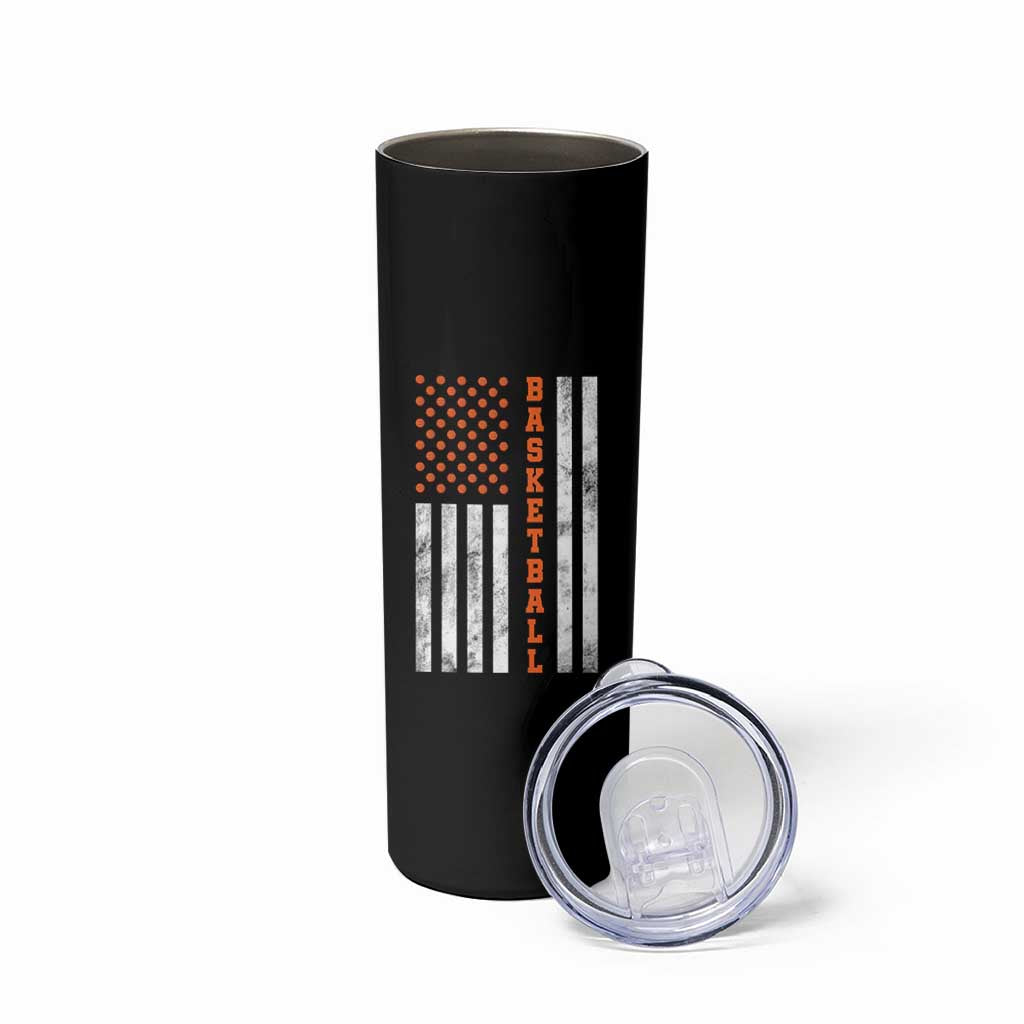 American Flag Basketball Skinny Tumbler USA Sports Fan