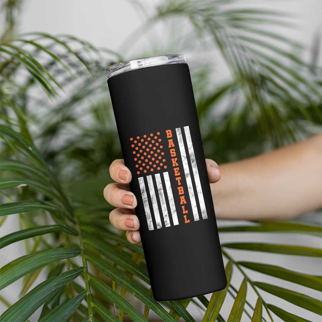 American Flag Basketball Skinny Tumbler USA Sports Fan