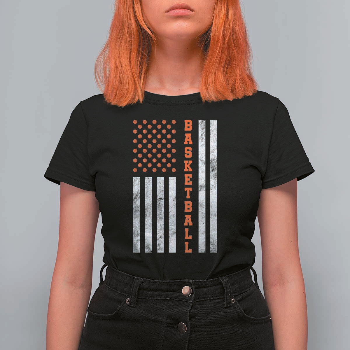 American Flag Basketball T Shirt For Women USA Sports Fan