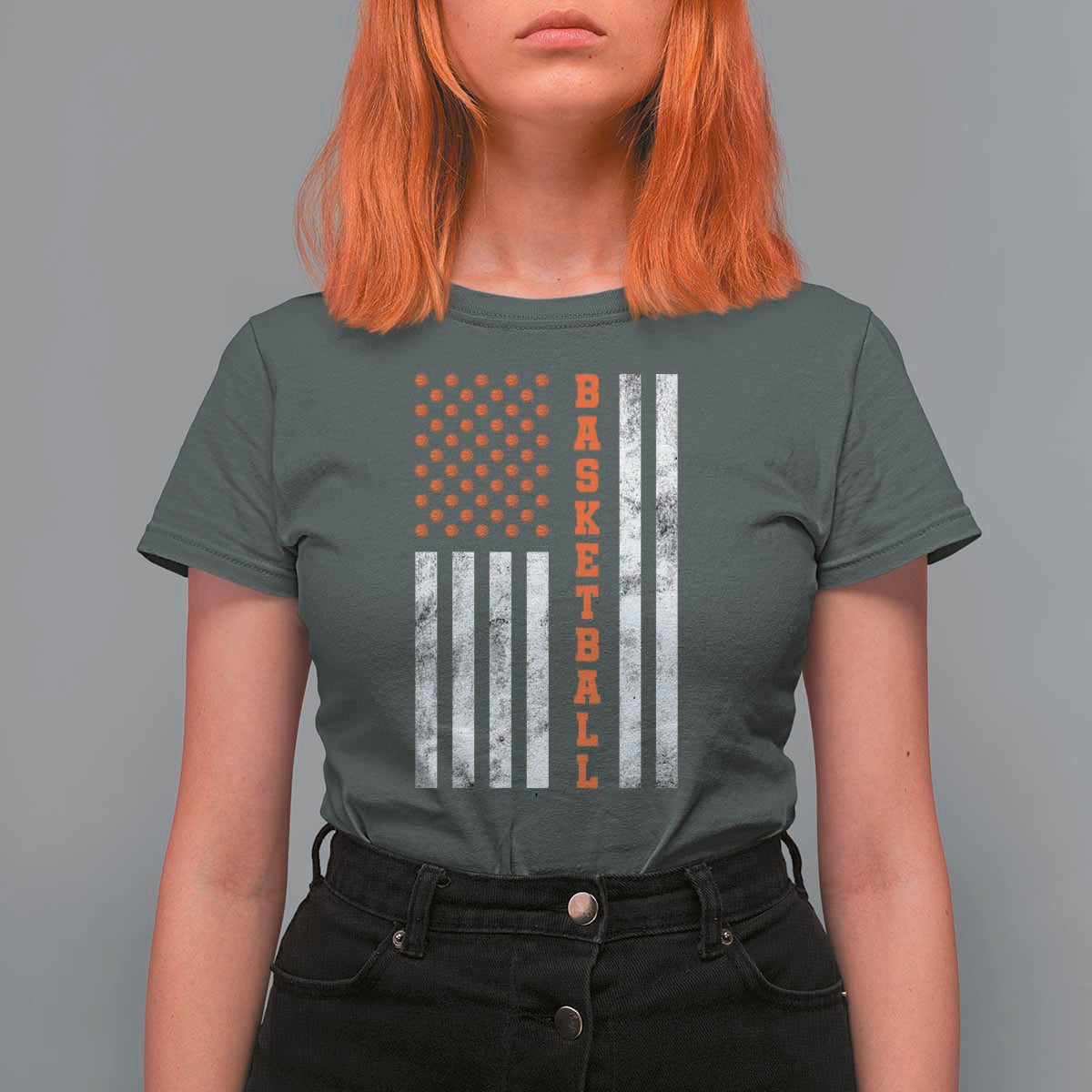 American Flag Basketball T Shirt For Women USA Sports Fan