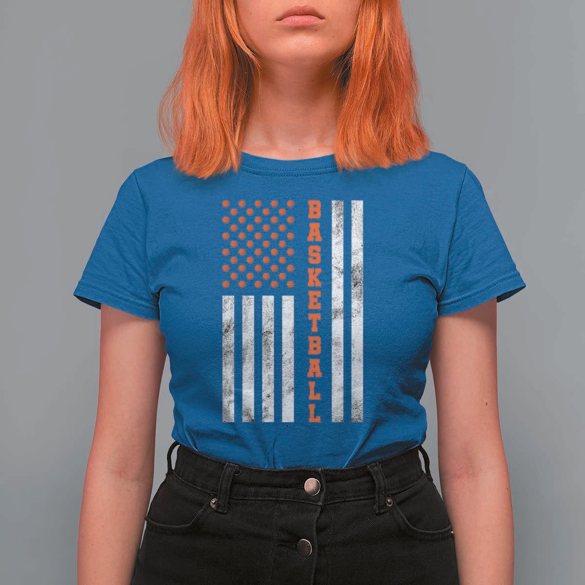 American Flag Basketball T Shirt For Women USA Sports Fan
