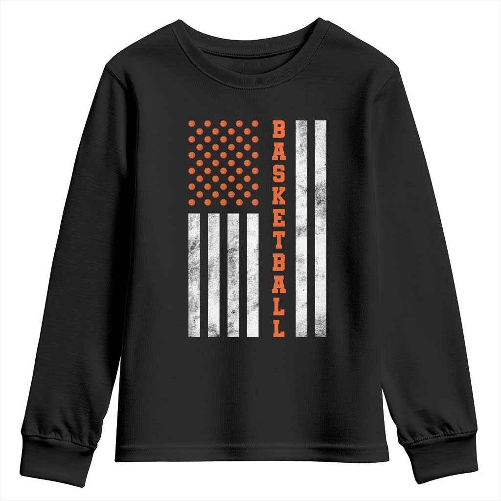 American Flag Basketball Youth Sweatshirt USA Sports Fan