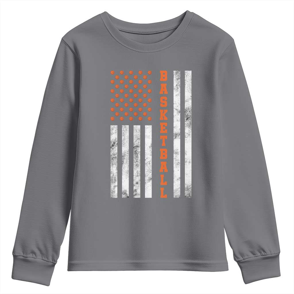 American Flag Basketball Youth Sweatshirt USA Sports Fan