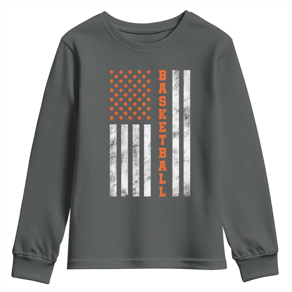 American Flag Basketball Youth Sweatshirt USA Sports Fan