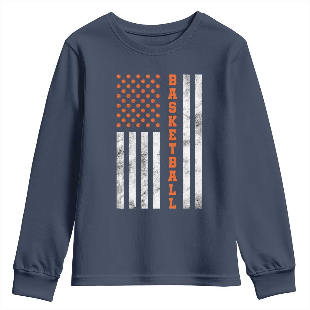 American Flag Basketball Youth Sweatshirt USA Sports Fan