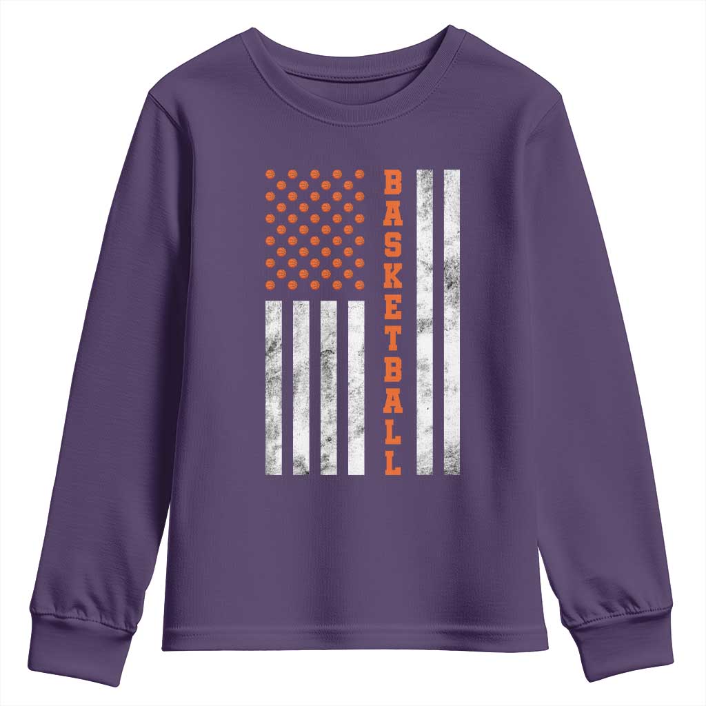 American Flag Basketball Youth Sweatshirt USA Sports Fan