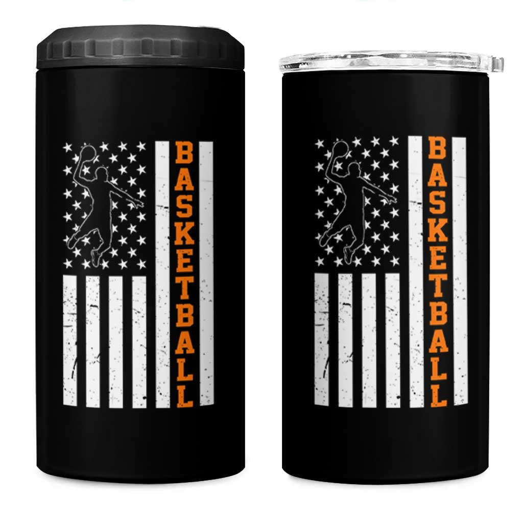 American Flag Basketball 4 in 1 Can Cooler Tumbler Patriotic Sports Lover Gift