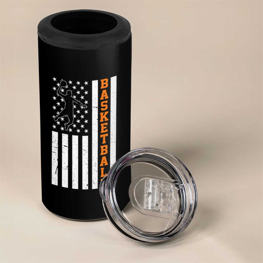 American Flag Basketball 4 in 1 Can Cooler Tumbler Patriotic Sports Lover Gift