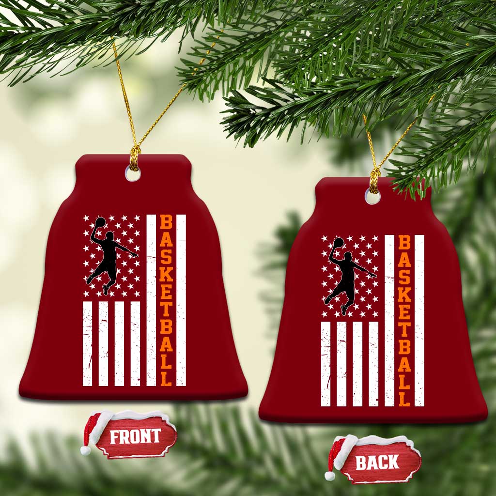 American Flag Basketball Ceramic Ornament Patriotic Sports Lover Gift