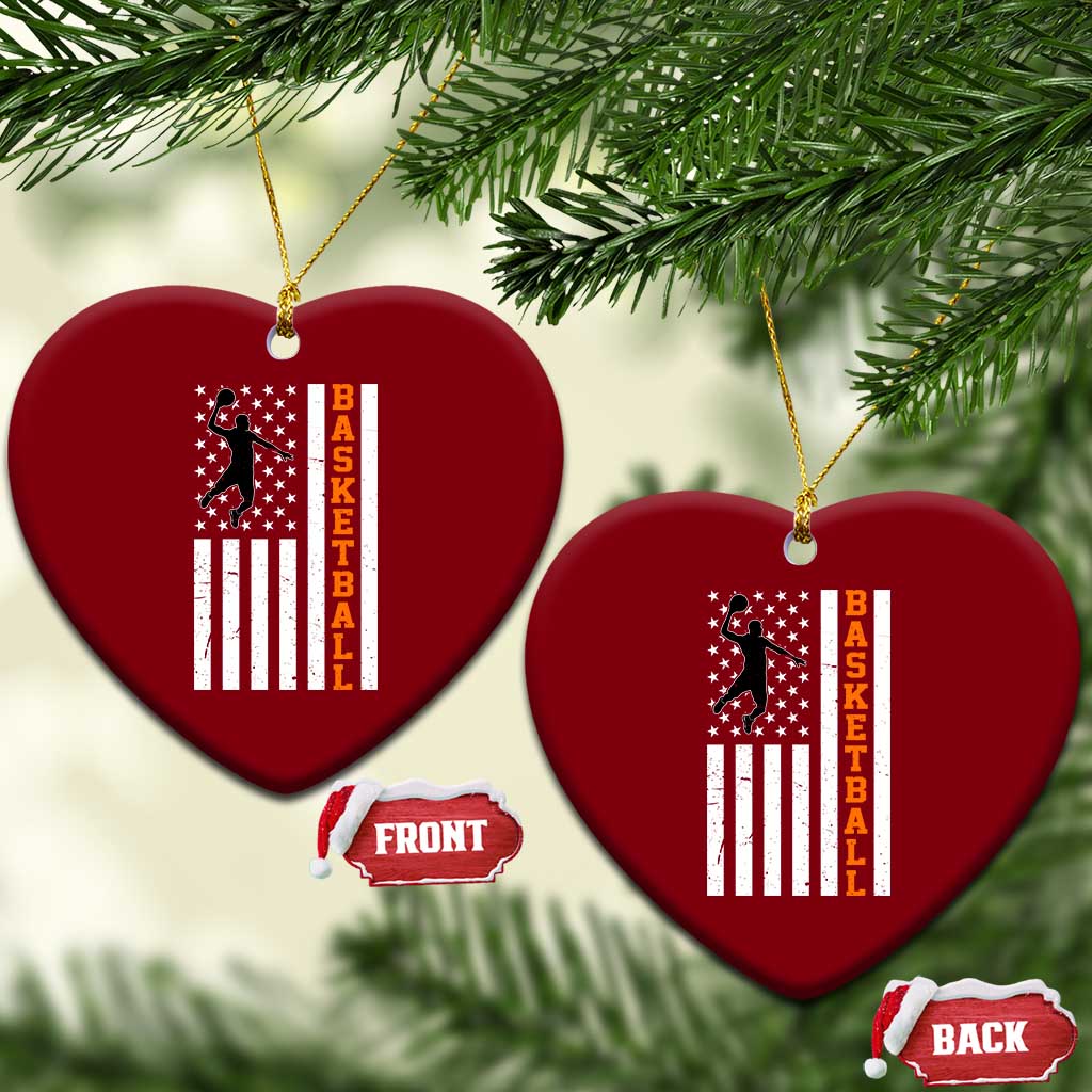 American Flag Basketball Ceramic Ornament Patriotic Sports Lover Gift