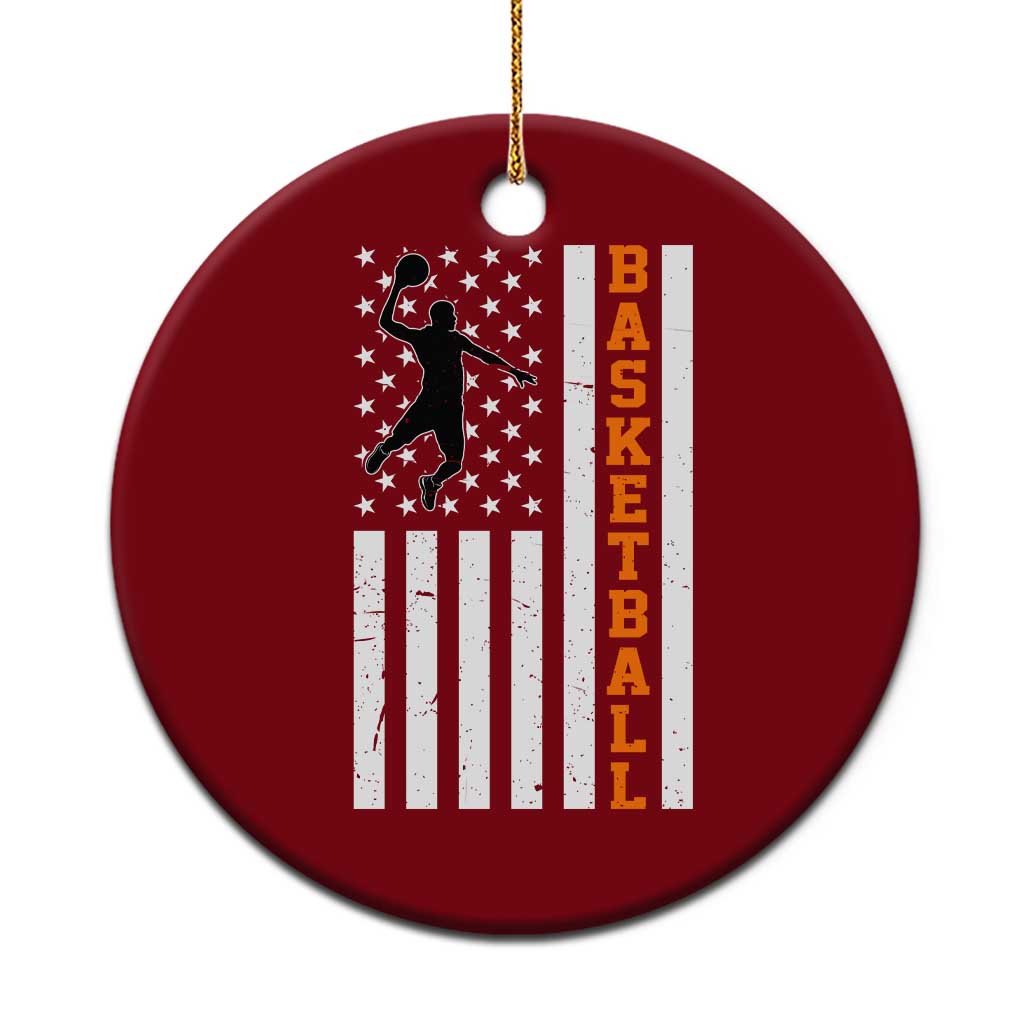 American Flag Basketball Ceramic Ornament Patriotic Sports Lover Gift