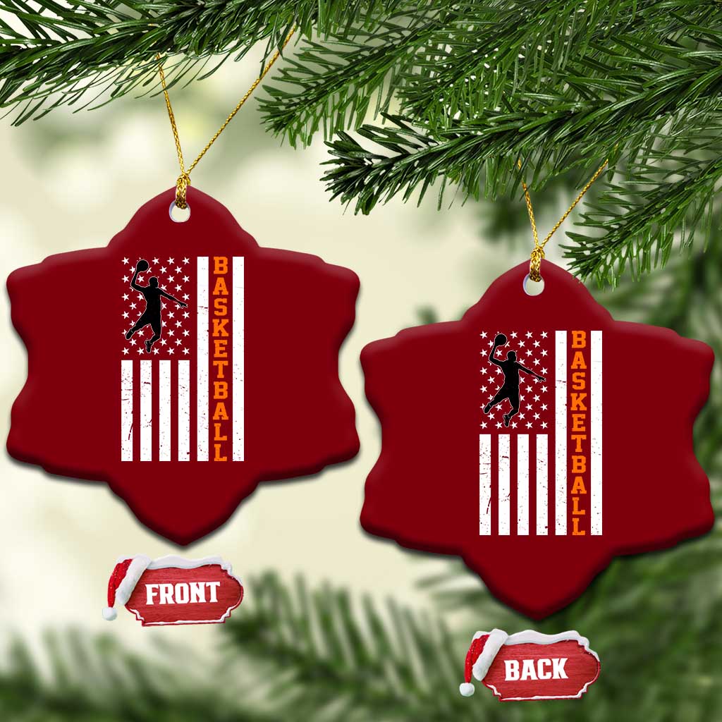 American Flag Basketball Ceramic Ornament Patriotic Sports Lover Gift