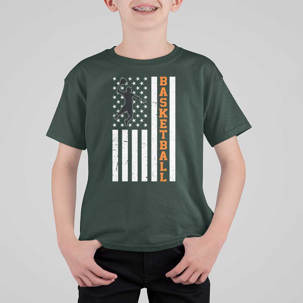American Flag Basketball T Shirt For Kid Patriotic Sports Lover Gift