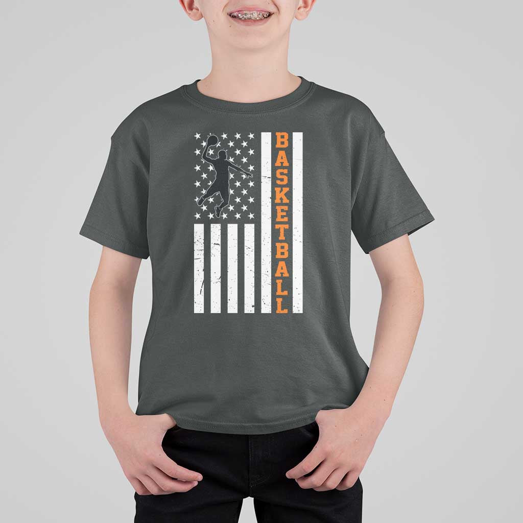 American Flag Basketball T Shirt For Kid Patriotic Sports Lover Gift