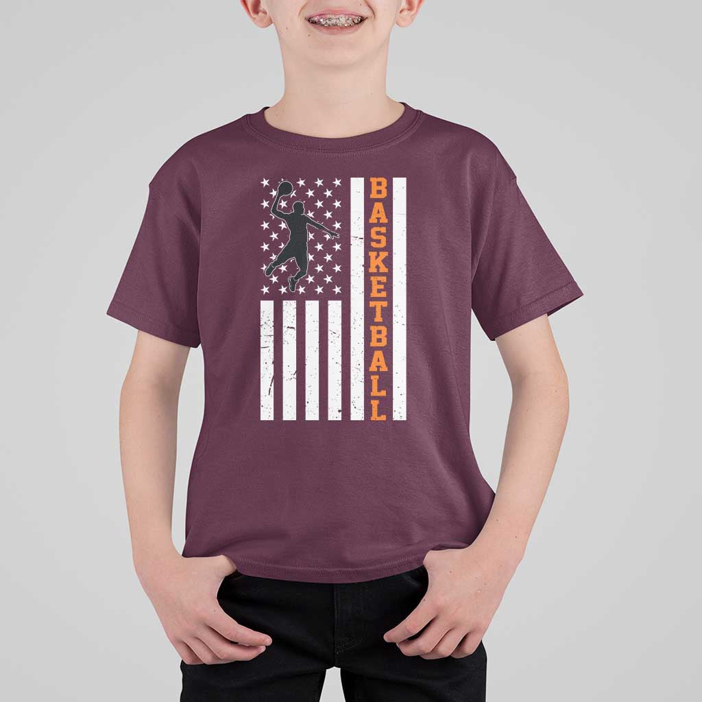 American Flag Basketball T Shirt For Kid Patriotic Sports Lover Gift