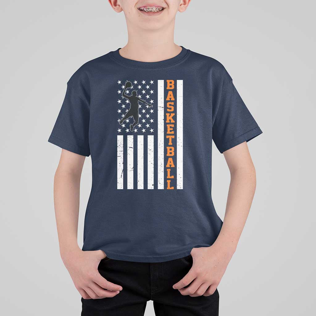 American Flag Basketball T Shirt For Kid Patriotic Sports Lover Gift