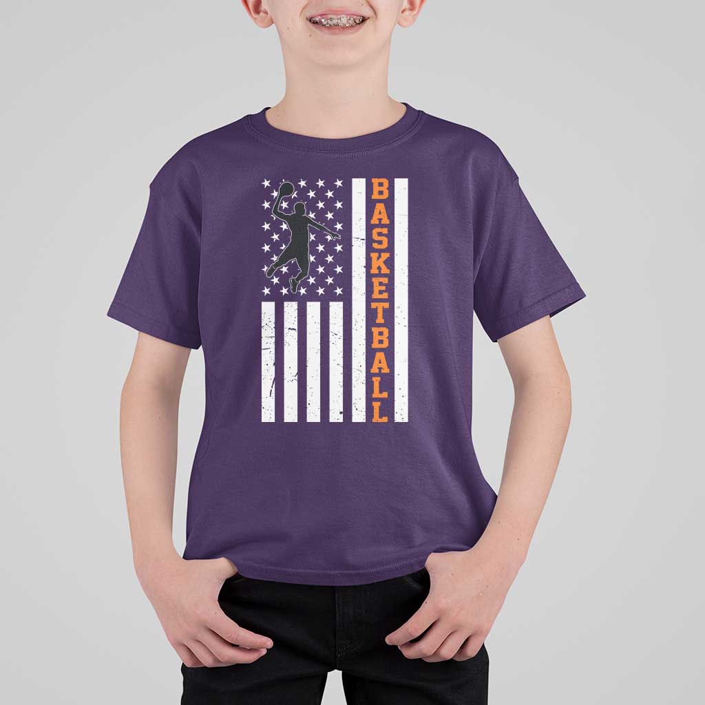 American Flag Basketball T Shirt For Kid Patriotic Sports Lover Gift