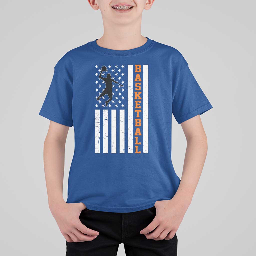 American Flag Basketball T Shirt For Kid Patriotic Sports Lover Gift