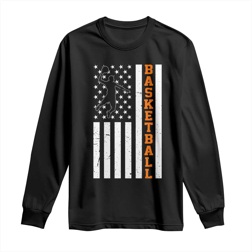 American Flag Basketball Long Sleeve Shirt Patriotic Sports Lover Gift