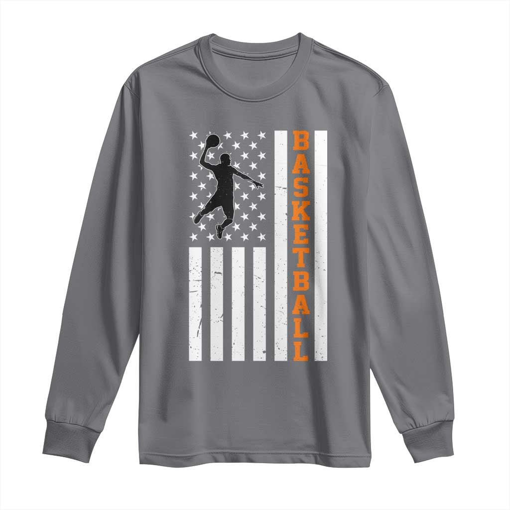 American Flag Basketball Long Sleeve Shirt Patriotic Sports Lover Gift