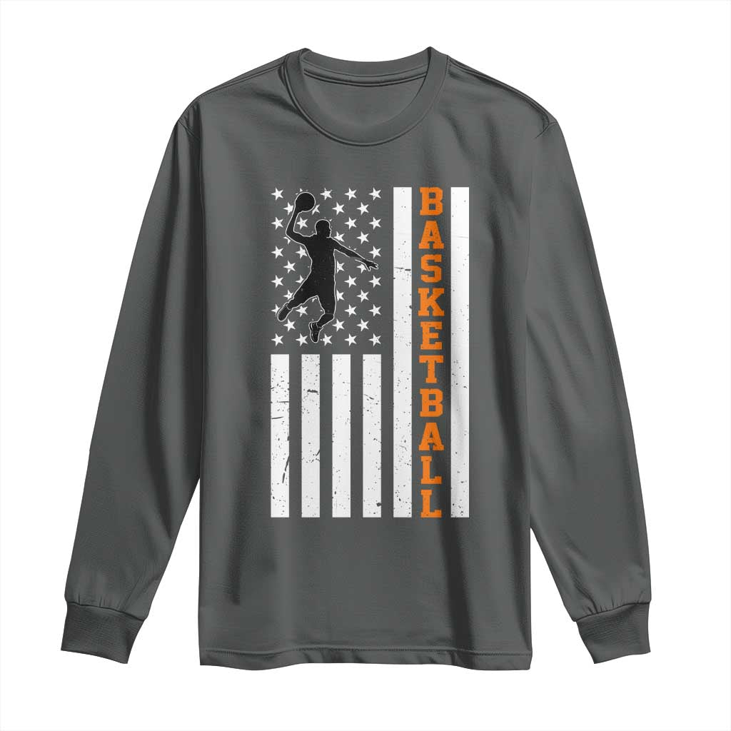 American Flag Basketball Long Sleeve Shirt Patriotic Sports Lover Gift
