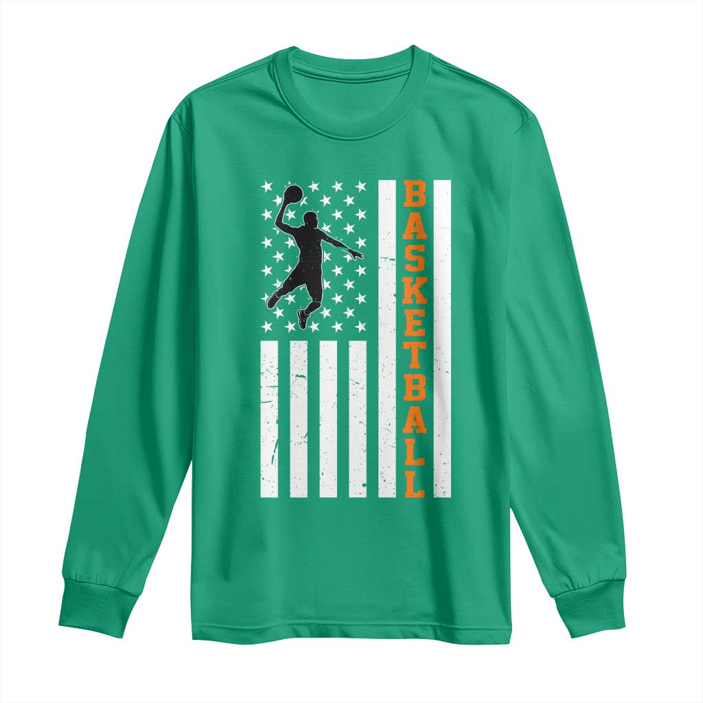 American Flag Basketball Long Sleeve Shirt Patriotic Sports Lover Gift