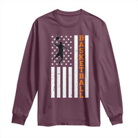 American Flag Basketball Long Sleeve Shirt Patriotic Sports Lover Gift