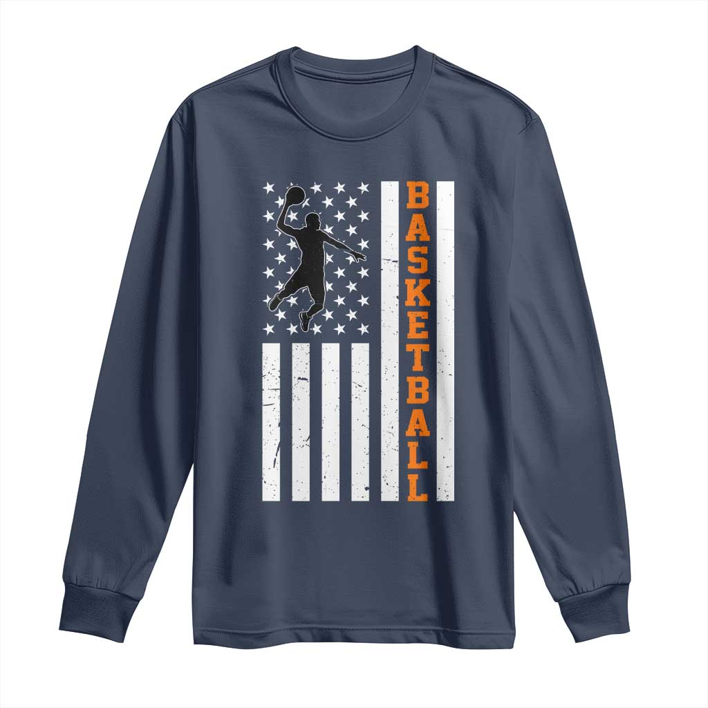 American Flag Basketball Long Sleeve Shirt Patriotic Sports Lover Gift