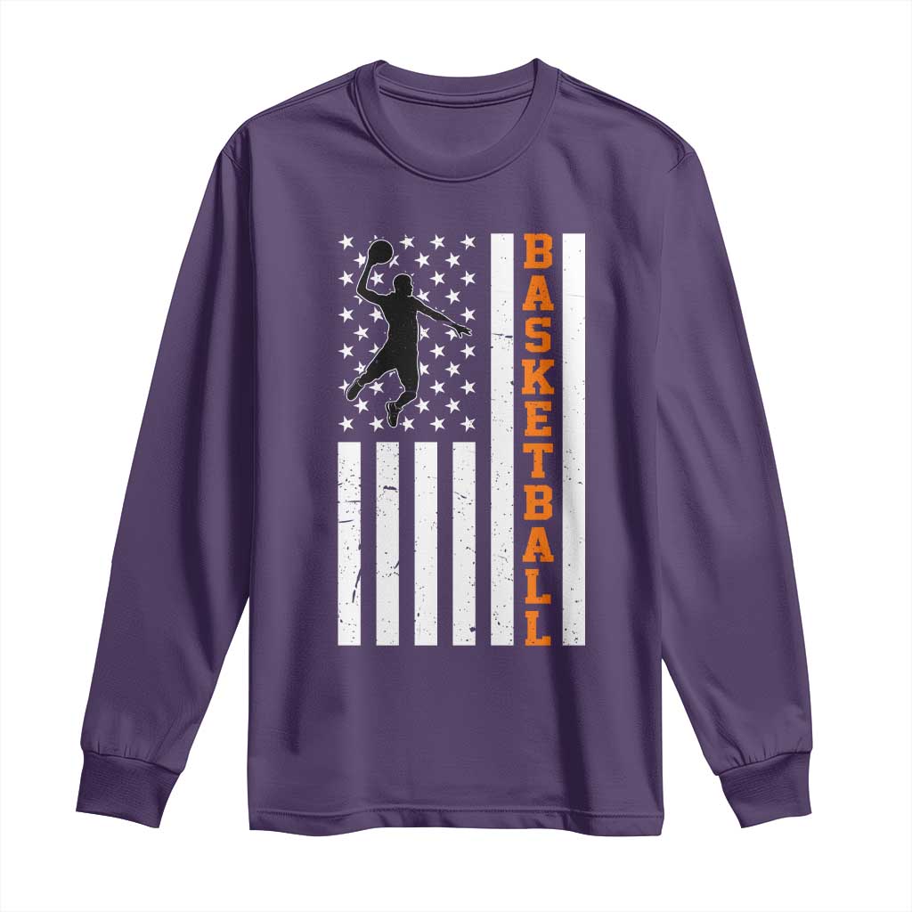 American Flag Basketball Long Sleeve Shirt Patriotic Sports Lover Gift