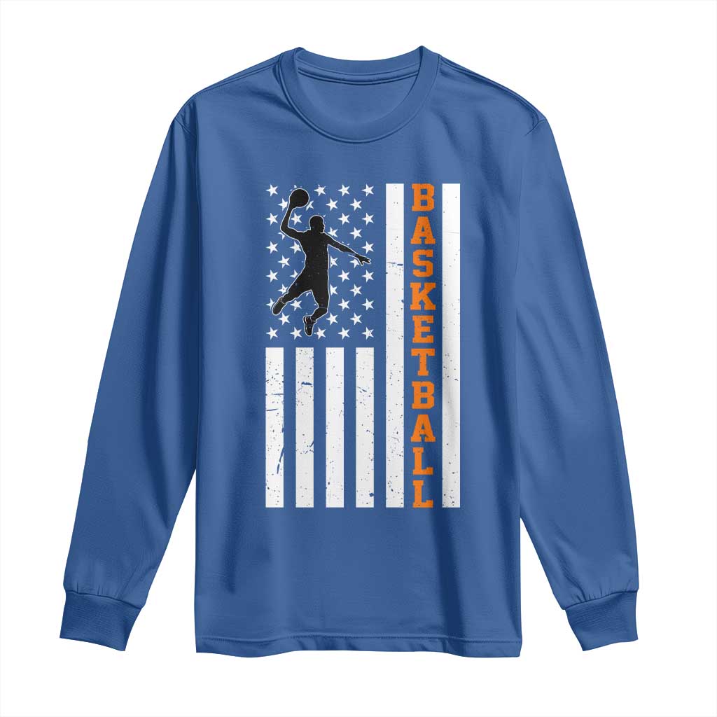 American Flag Basketball Long Sleeve Shirt Patriotic Sports Lover Gift