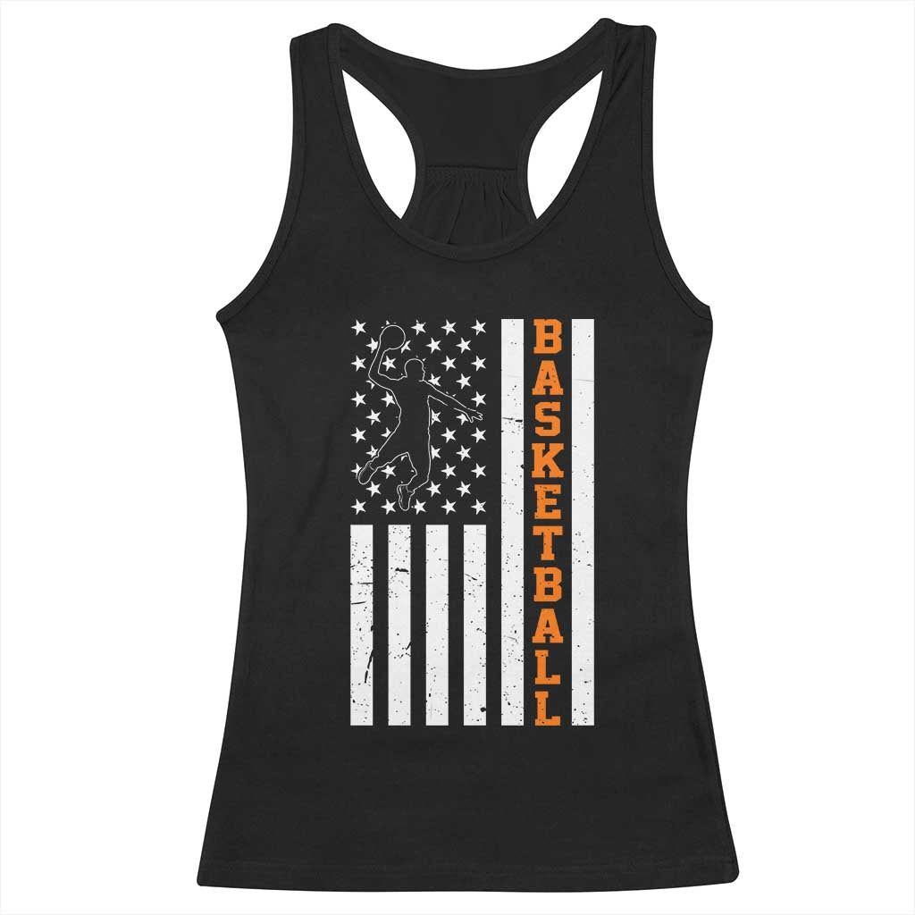 American Flag Basketball Racerback Tank Top Patriotic Sports Lover Gift