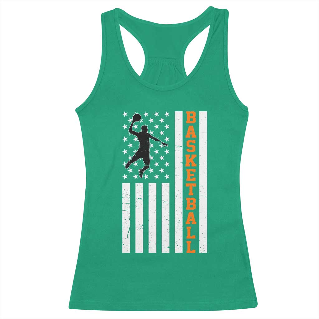American Flag Basketball Racerback Tank Top Patriotic Sports Lover Gift