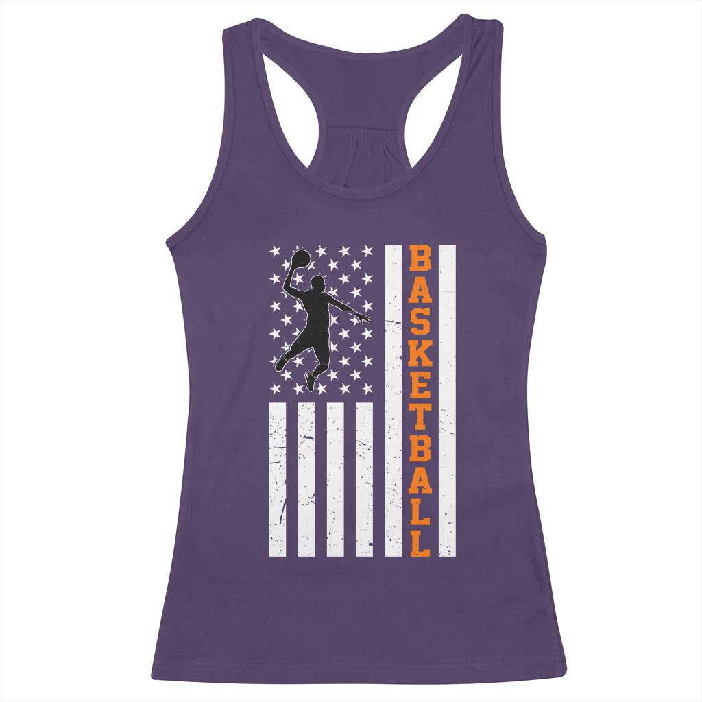 American Flag Basketball Racerback Tank Top Patriotic Sports Lover Gift